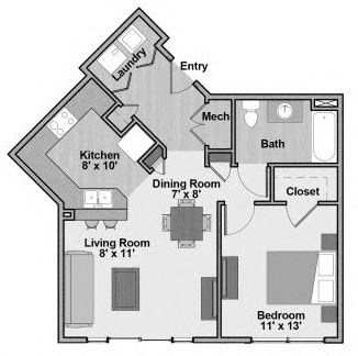 Connections at 6th - Unit Type A1 - 1 bed/1 bath